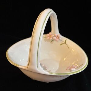 Ceramic Faience Basket Barbotine ITALY Art Nouveau Deco Design 20th PN